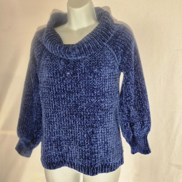 PINK ROSE Pretty Cowl Neck sweater, 2-tone Blue in size small - Picture 11 of 16
